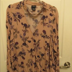 Blouse with wrap front, choker neck